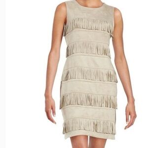 Calvin Klein Beige Fringe Mini Dress